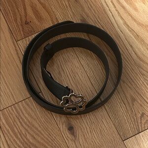 Simons Black Belt with Floral Silver Buckle